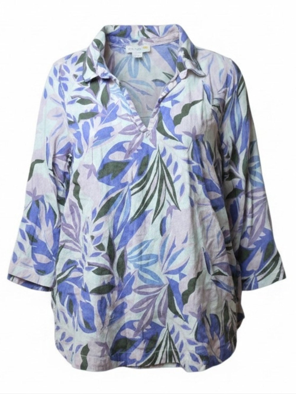 C&C CALIFORNIA | 100% Linen Tropical Floral V-Neck Tunic Blouse Plus Size |‎ 1X